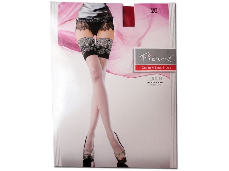 Czerwone pończochy samonośne z szeroką koronką Red 2 zdjęcie 2