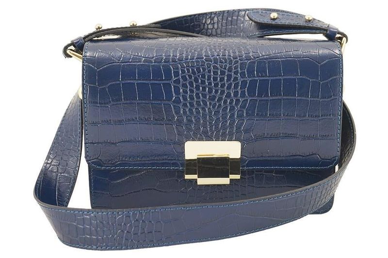 Modna torebka skórzana - CROCO - Brązowa zdjęcie 4