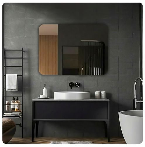 LUSTRO 90x70 cm ZAOKRĄGLONE ROGI BEZ OŚWIETLENIA ŁAZIENKOWE BEZ RAMY na Arena.pl