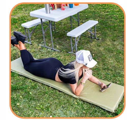 MATA SAMOPOMPUJĄCA KARIMATA 180x50cm MIĘKKA ZIELONA GRUBA POKROWIEC MATERAC na Arena.pl