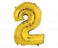 balon foliowy "cyfra 2" złota 35 cm  fg-c35z2