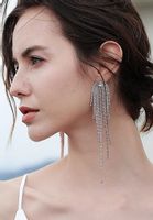 Kolczyki srebrne długie nitki z cyrkonii KOKONET 3-0279