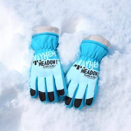 Rękawiczki Ortalionowe Ciepłe Grube Dla Chłopca Rękawice Narciarskie Błękit na Arena.pl