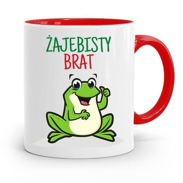 Kubek Czerwony Prezent Dla Brata Żajebisty Brat Z Nadrukiem Ze Zdjęciem zdjęcie 1