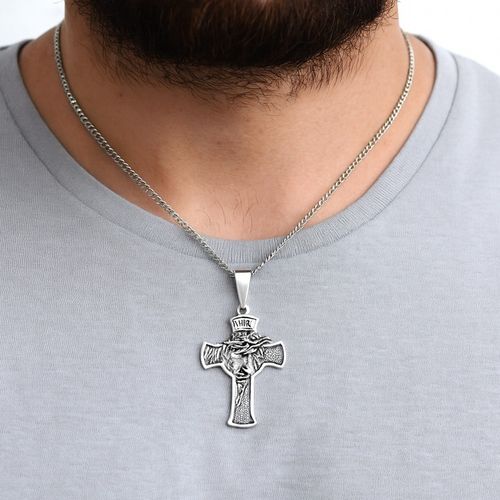 KRZYŻ SREBRNY CHRYSTUS SREBRO PRÓBA 925 OKSYDOWANY DO ŁAŃCUSZKÓW MĘSKICH na Arena.pl