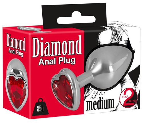 Korek Analny Z Czerwonym Kryształem Diamond Anal Plug Heart Red Medium na Arena.pl