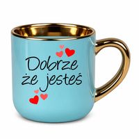 PREZENT DLA MATKI Dobrze że jesteś - elegancki kubek na prezent Niebieski