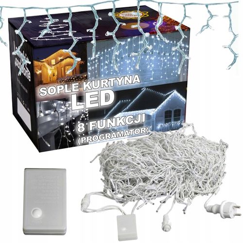 LAMPKI CHOINKOWE SOPLE 100 LED KURTYNA BIAŁE ZIMNE 5M FLASH na Arena.pl