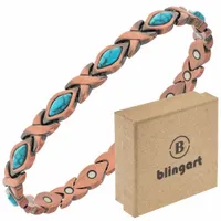 Bransoletka miedziana magnetyczna DAMSKA turkus