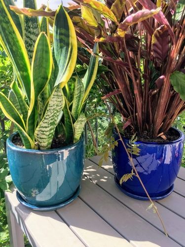 CERAMICZNA DONICZKA Z PODSTAWKIEM 23cm NIEBIESKA na Arena.pl