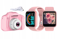 RÓŻOWY SMARTWATCH + APARAT CYFROWY DLA DZIEWCZYNKI - ZEGAREK W Zest. CRAFT