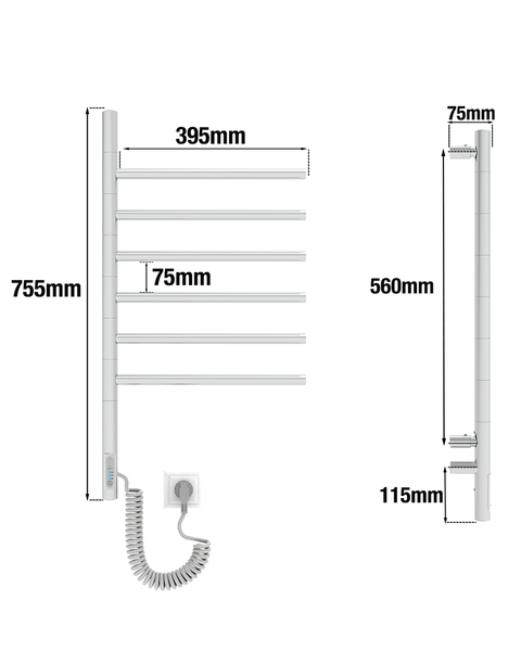 ELNA Grzejnik łazienkowy elektryczny Wertykal 6 Stal nierdzewna zdjęcie 5