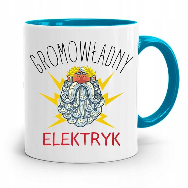 Kubek Błękitny Prezent Dla Gromowładnego Elektryka Z Nadrukiem Ze Zdjęciem zdjęcie 1