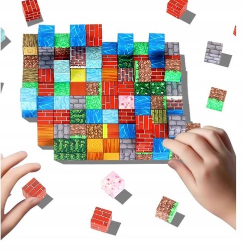 KLOCKI MAGNETYCZNE SZEŚCIANY ZESTAW 200 KLOCKÓW + 4 LUDZIKI KLOCKI PIKSELE na Arena.pl