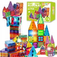 Klocki magnetyczne PANELE KONSTRUKCYJNE edukacyjne kolorowe 3D zestaw 45szt