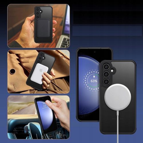 2x SZKŁO+ ETUI WZMACNIANE MAGSAFE CASE CZARNY MATT do SAMSUNG GALAXY S24 FE na Arena.pl