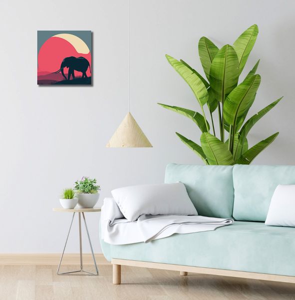 Obraz 30x30cm Słoń przy Czerwieni zdjęcie 2