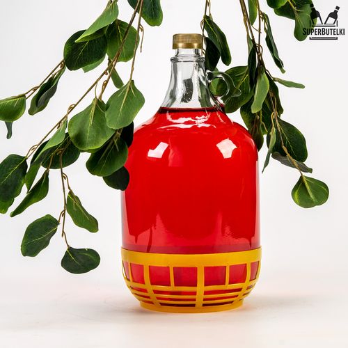 GĄSIOR 5 L - balon dama butelka na wino z zakrętką i koszykiem na Arena.pl