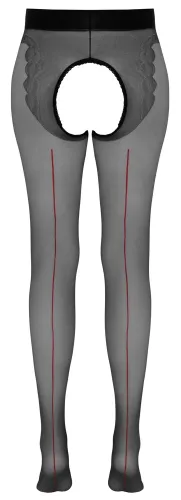 cottelli curves rajstopy czarne z czerwonym szwem, otwarty kroj, 5 na Arena.pl