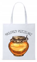 Dla Pszczelarza Na Prezent Torba Eco Biała Shopper Z Nadrukiem Ze Zdjęciem