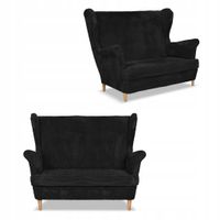 Sofa kanapa uszak Bonito skandynawska sztruks paski Family Meble czarna