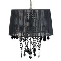 LAMPA wisząca MONA LP-5005/3P czarna Light Prestige abażurowa OPRAWA z kryształkami ZWIS glamour crystal czarny