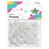 pompony białe i brokatowe mix 85 szt titanum