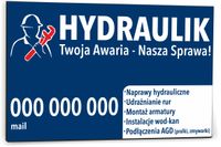 Tabliczka reklamowa szyld dibond 40x30 NADRUK hydraulik awaria
