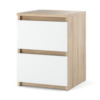 Szafka Nocna 2 Szuflady Sonoma Biały Stolik Nakastlik Do Sypialni Salonu