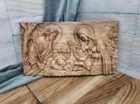 Obraz drewniany rzeżbiony Święta Rodzina II prezent na ślub rocznicę 50cm