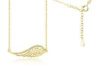 Pozłacany srebrny naszyjnik gwiazd celebrytka skrzydło anioła wings cyrkonie srebro 925 Z1606N_G
