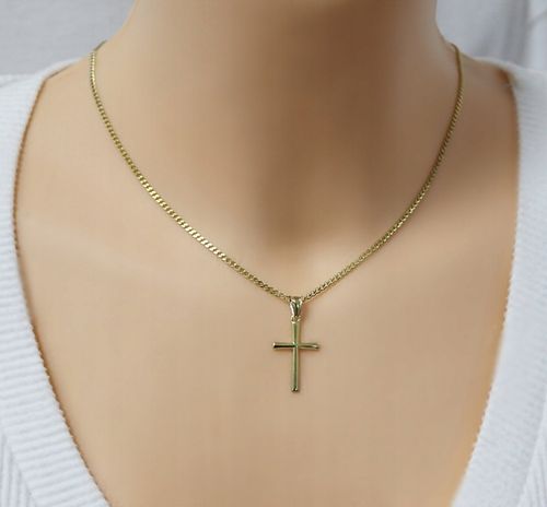 ZŁOTY ŁAŃCUSZEK NA CHRZEST CHRZCINY Z KRZYŻYKIEM PR 925 585 GRAWER PAMIĄTKA na Arena.pl