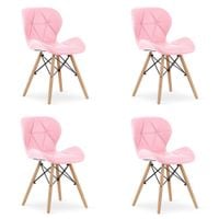 Krzesło skandynawskie ekoskóra różowe LAGO 4 szt. nogi bukowe loft