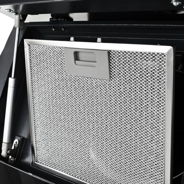 Ścienny okap kuchenny, stal nierdzewna, 756 m³/h, 90 cm, czarny zdjęcie 6