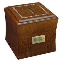 Drewniana urna na prochy, Urna pogrzebowa dla dorosłej osoby / Plakietka