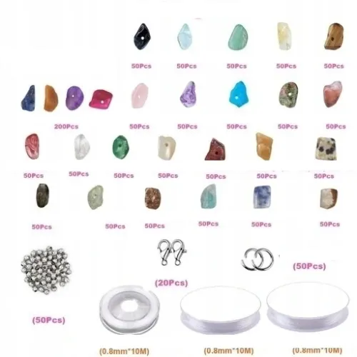 ZESTAW DO ROBIENIA BIŻUTERII BRANSOLETEK BIZUTERIA Z KAMIENI 1323 elementy na Arena.pl