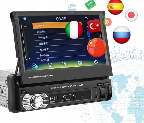 RADIO SAMOCHODOWE 1DIN 7'' BT WYSUWANY EKRAN DOTYKOWY MIRROR LINK KAMERA na Arena.pl