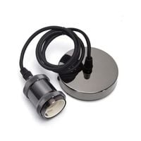 Metalowa oprawka żarówki E27 z przewodem 2x0,75mm² 1 m czarna praktyczna i trwała