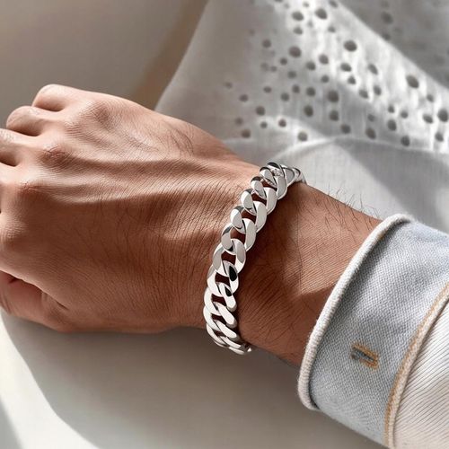 PEŁNA Bransoletka Srebrna Męska Pancerka SREBRO 925 Gruba 8mm DIAMENTOWANA na Arena.pl