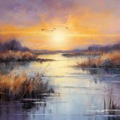 Plakat 70x70cm Zachód na Mokradłach