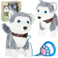 Piesek pies interaktywny na smyczy husky zabawka maskotka szczeka prezent