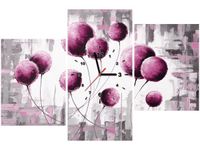 60CM 90 ZEGAR 3 ELEM ABSTRAKCYJNE DMUCHAWCE FUKSJI ŚCIENNY