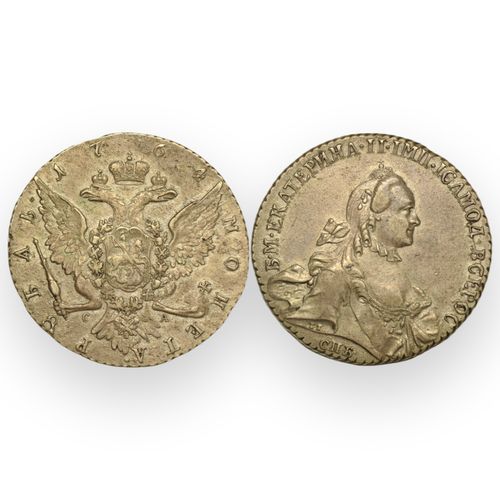 Rosja: Katarzyna ll. Rubel СПБ-СА Srebro 1764 (stan 2+) na Arena.pl