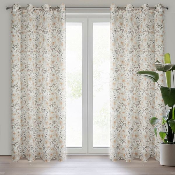 Zasłona gotowa na przelotkach AMARA Eurofirany naturalny zdjęcie 1