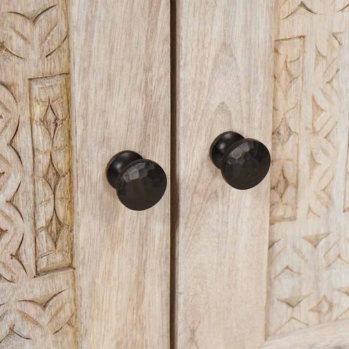 Stolik nocny Beżowy 50 x 33 x 60 cm lite drewno mango na Arena.pl