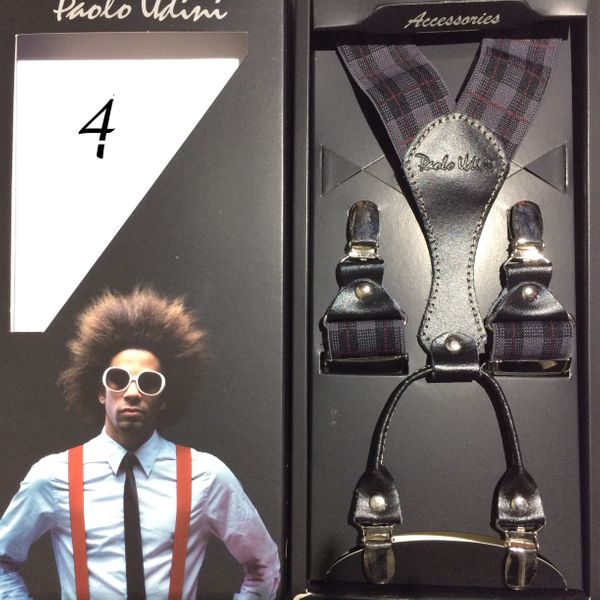 Bordowo Biała kratka - szelki do spodni Orginalne Top-Gal zdjęcie 6