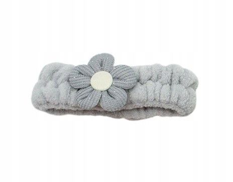 Opaska kosmetyczna do makijażu plusz kwiatek srebrne dżety szary na Arena.pl