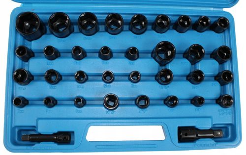 Nasadki udarowe 3/8" i 1/2" 35 el. Falon-Tech FT1135 z adapterami na Arena.pl