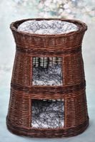 KITTY BUDA DLA KOTA LEŻAK DLA ZWIERZĄT DOMEK DLA KOTA Z WIKLINY DWUPIĘTROWY Z TARASEM I PODUSZKAMI Ø50 H67 CM