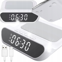 ŁADOWARKA BEZPRZEWODOWA BUDZIK ZEGAR ELEKTRONICZNY INDUKCYJNA LED ALARM